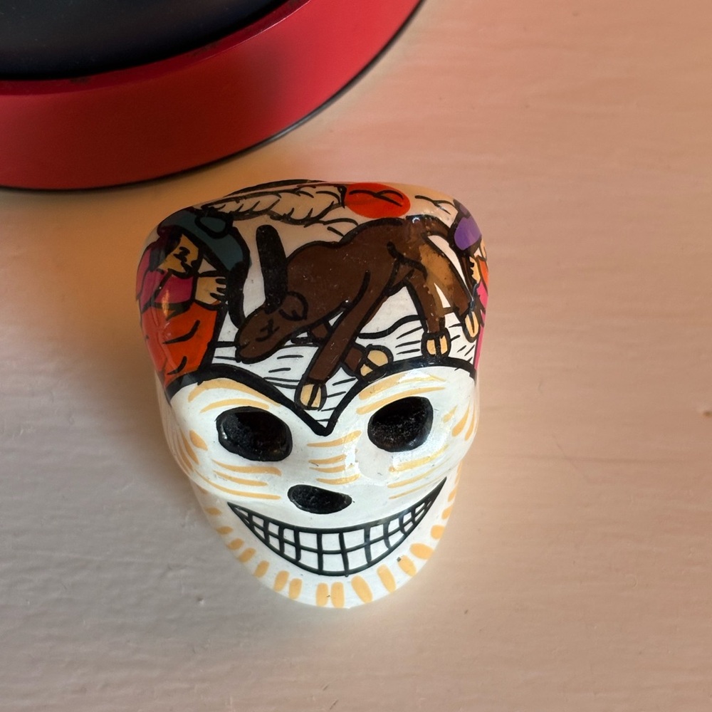 DAY OF THE DEAD ColorfulCeramic Skull magnet-msdinMexico. Hand Painted. Tecate.